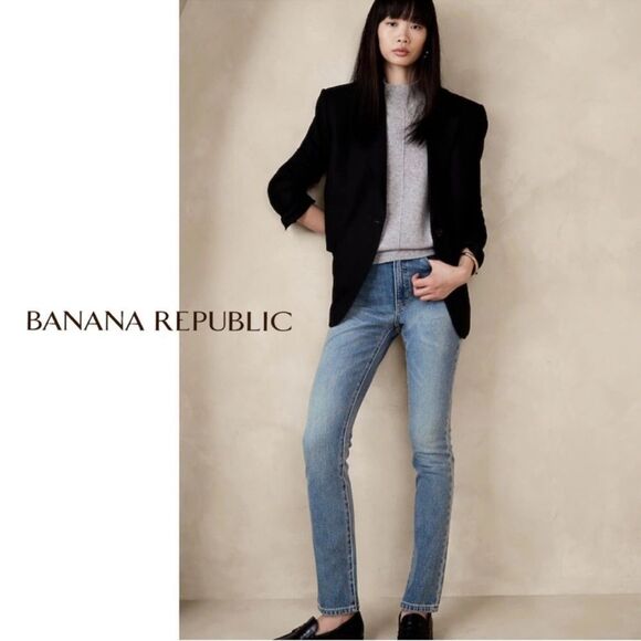 NWT Banana Republic High Rise Slim Jean in Medium Wash Size 27 - Picture 1 of 13